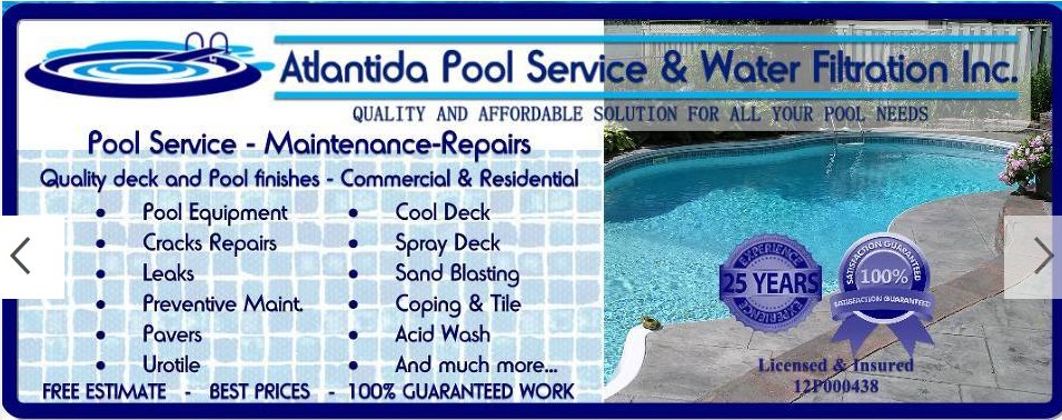 Atlantida Pool Service & Water Filtration, Inc