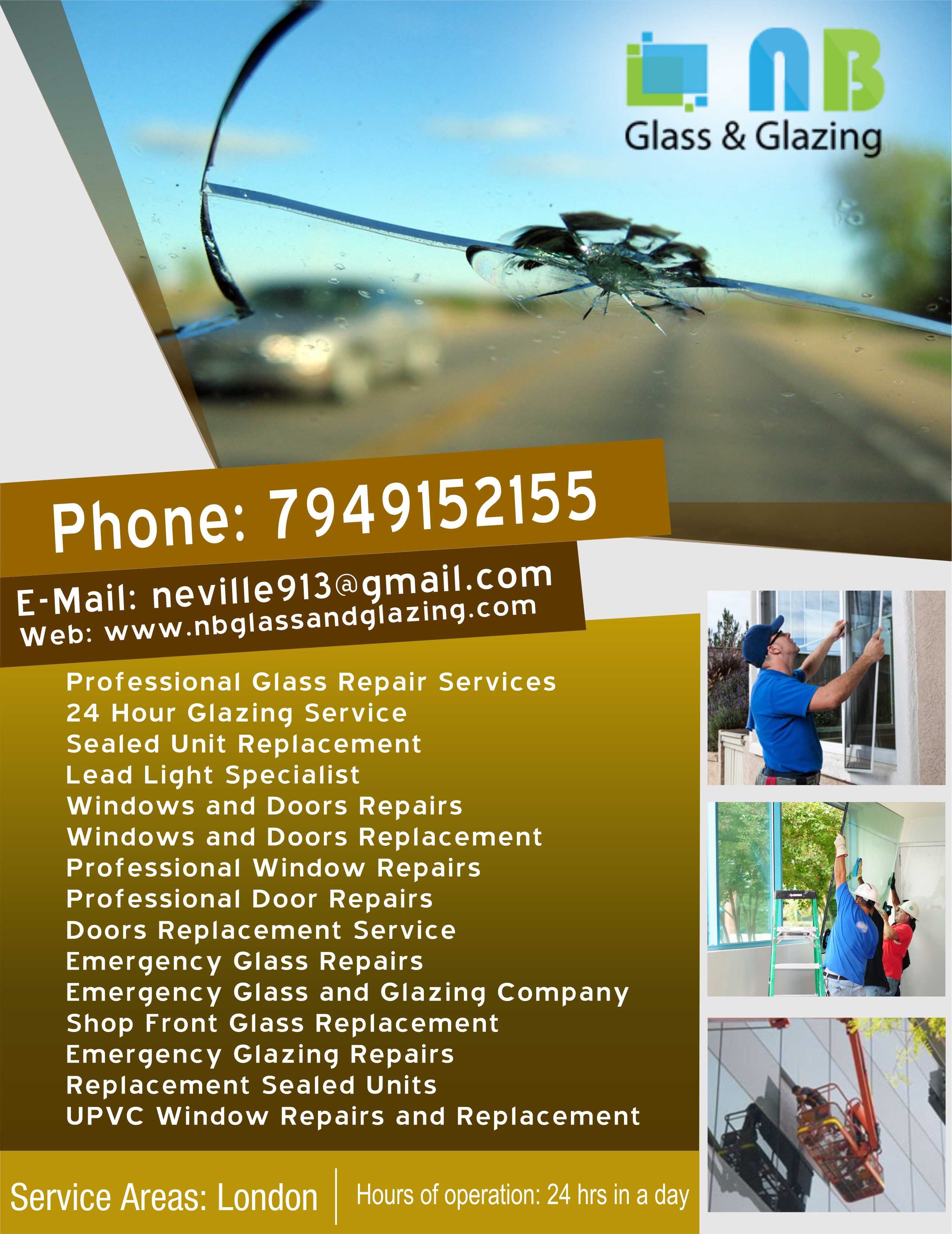 NB Glass & Glazing | Emergency Glass Repairs 	London