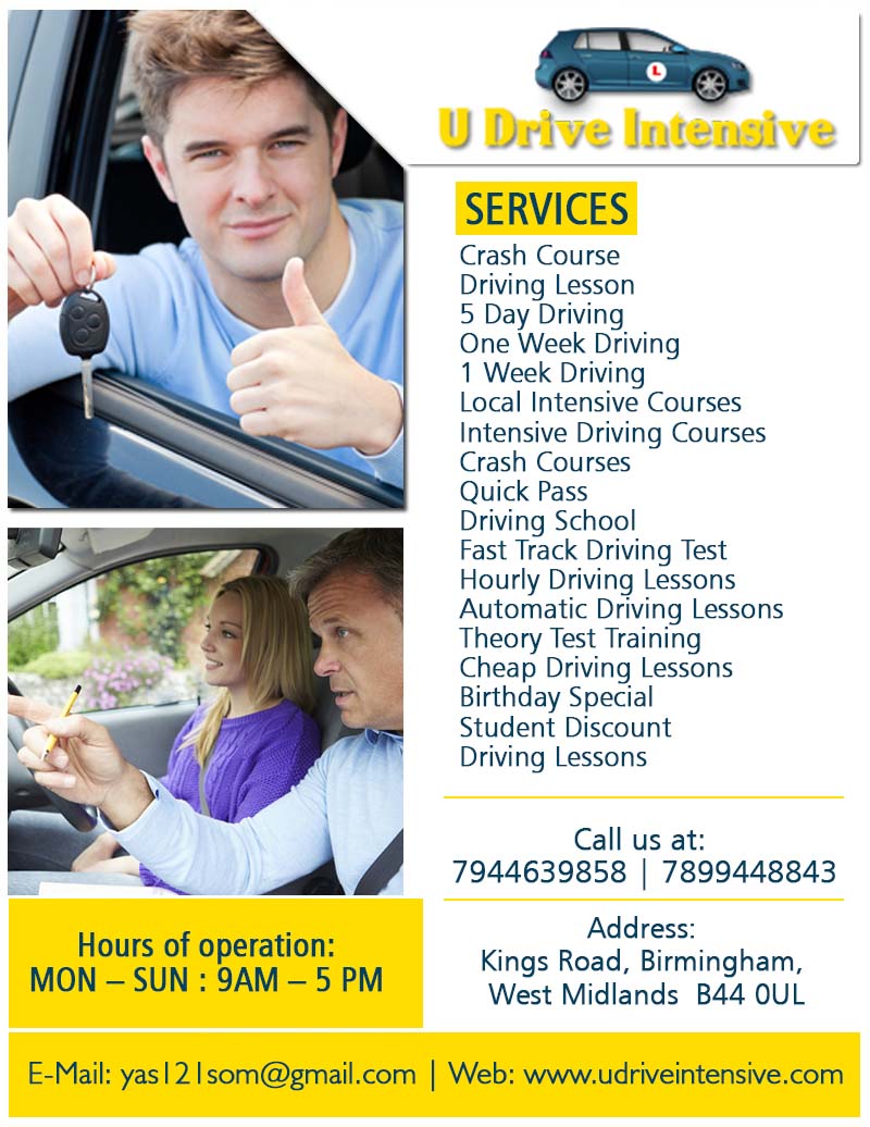 U Drive Intensive | Automatic driving lessons West Midlands