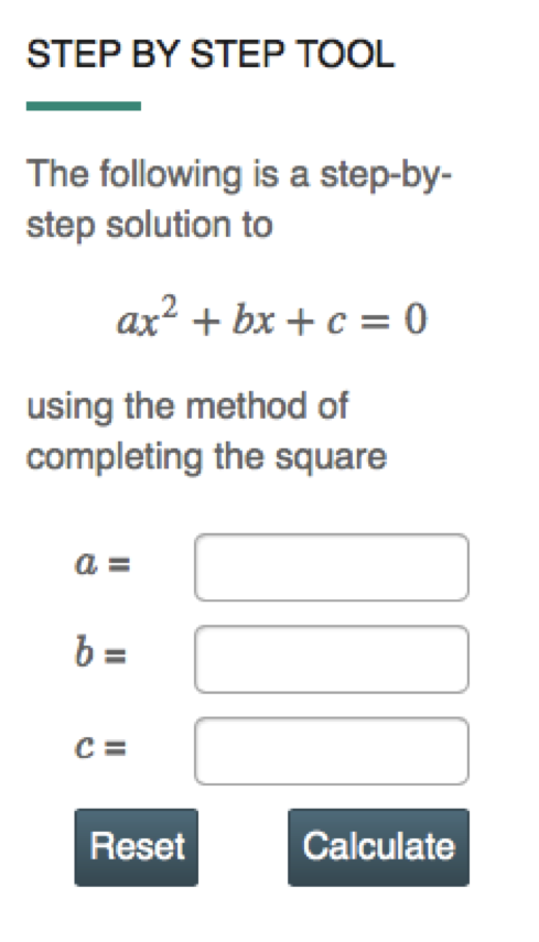 Quadratic Formula Calculator